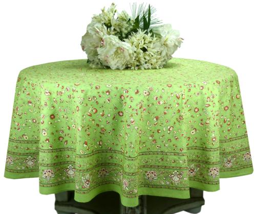 Round Cotton Tablecloth Green "Country"