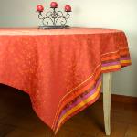 Square French Jacquard Red Tablecloth "Country" 69x69"