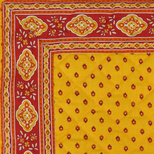 Provencal Quilted Cotton Square Table Mat Yellow "Esterel" pattern