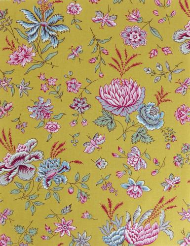 French Provencal Printed cotton Fabric Boutis Yellow