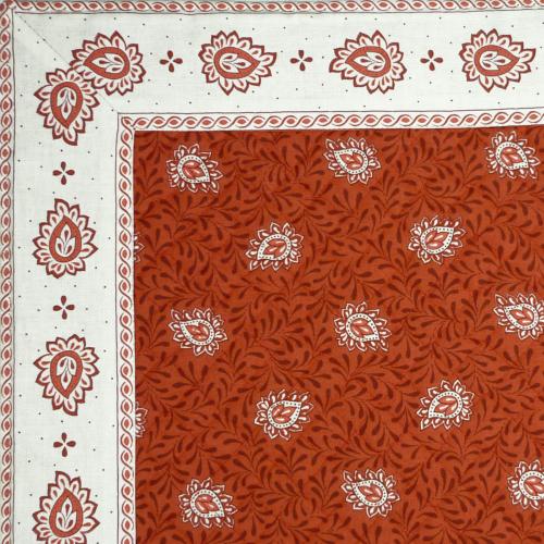 Provencal Quilted Cotton Square Table Mat Red "Lotus" pattern