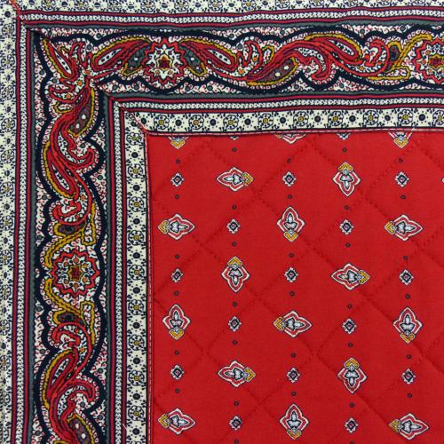 Provencal Quilted Cotton Square Table Mat Red "Calissons" pattern