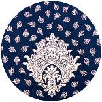 Blue Round Coated Cotton Tablecloth "Indianaire" pattern