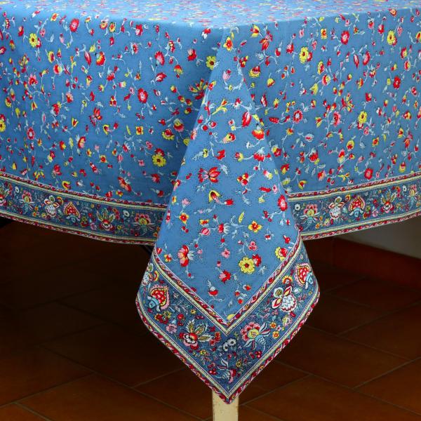 Provencal Rectangle Cotton Tablecloth Blue "Country" 63" x 79