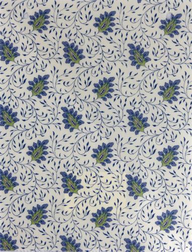 French Printed Fabric Campano Cream Blue