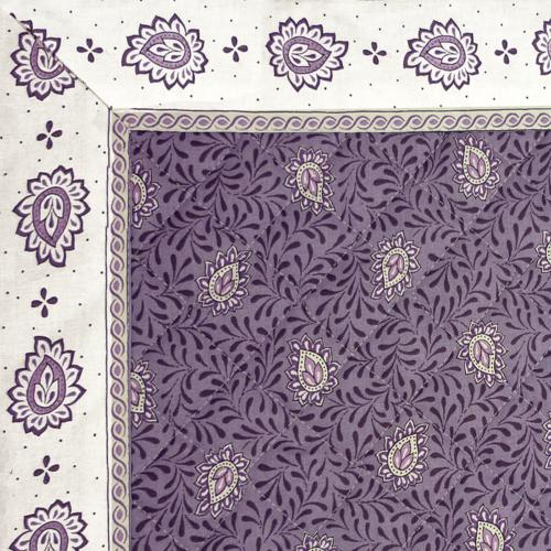 French quilted table runner Lavender "Lotus" 18'' x 59''