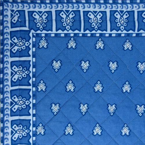 Provencal Blue quilted table runner "Roussillon" 16x35 inch
