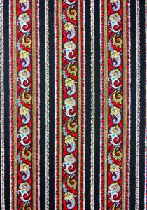 “Red Cashmere”, French Border Stripe Fabric 55