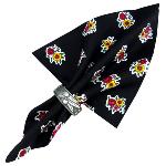 Black Napkin, Provencal design "Flowers", 100% pure cotton