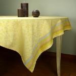 Square French Jacquard Beige Tablecloth "Country" 69x69 inches