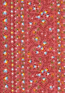 “Bric Flowers”, French Border Stripe Fabric 67