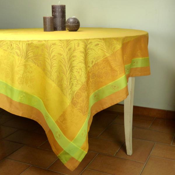 CARPE DIEM YELLOW French Jacquard Woven Teflon Cotton Coated Tablecloths Fall Thanksgiving Party Table Decor French Home Decor Gifts