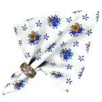 French Cotton Napkin White "Flowers" authentic Provencal design
