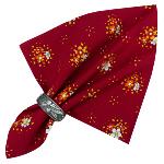 Red Napkin, Provencal design "Farandole", 100% pure cotton