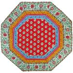Red Quilted octogonal placemat 14"x 14",  "Gordes" pattern
