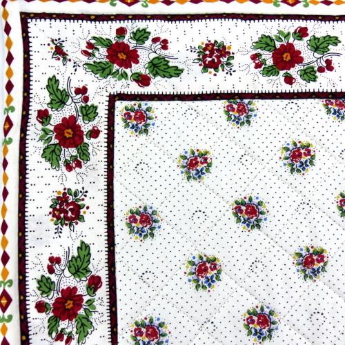 Quilted placemat 15x19" White, Flowers pattern