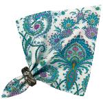 Ecru/Blue Napkin, design "Haveli", 100% pure cotton