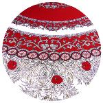 Round Cotton Coated Tablecloth Red "Dentelle" pattern