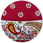 Red Round Cotton Tablecloth "Maianenco" pattern