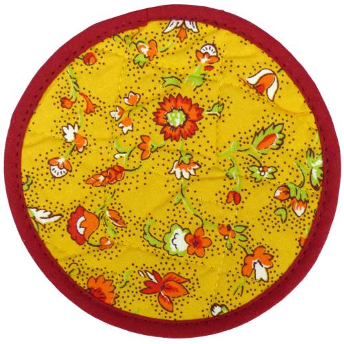 Cotton Quilted Yellow/Red coaster Country design