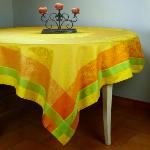 Square French Jacquard Yellow Tablecloth Yellow Epis 69x69"