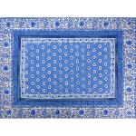 Blue Quilted cotton placemat 14"x 18",  "Gordes" pattern