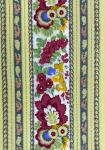 “Ecru Floral”, French Border Stripe Fabric 67