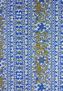 “Blue Cashmere”, French Border Stripe Fabric 55