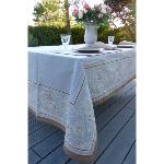 Provencal Rectangle Cotton & Linen Tablecloth Blue/Brown