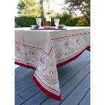 Provencal Rectangle Cotton & Linen Tablecloth Ecru/Red