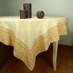 Provencal Rectangle Cotton Tablecloth Beige "Flowers" 63" x 118