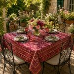 Square Cotton Tablecloth Cassis 63"X63" "Colombes" pattern