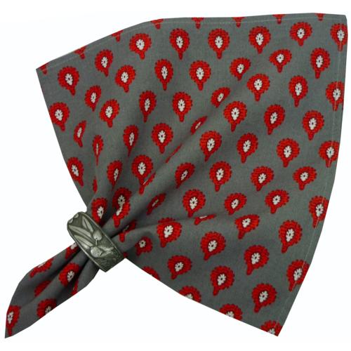 Provencal Anthracite 100% Cotton Napkin Indianaire pattern 