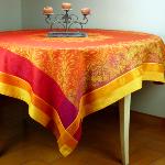 Square French Jacquard Orange Tablecloth Yellow Epis 69x69"
