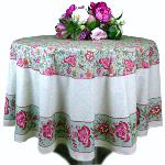 Round Coated Cotton Tablecloth Mint "Colombes"