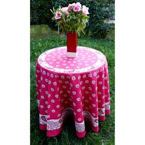 Pink Round Cotton Tablecloth Floral pattern 69