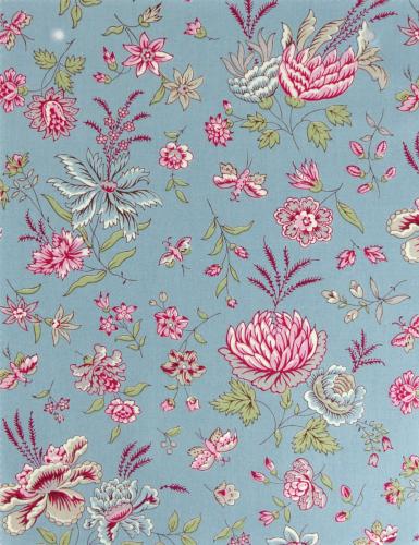 French Provencal Printed cotton Fabric Boutis Blue