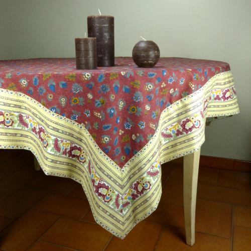 Provencal Square Cotton Tablecloth Red Floral pattern