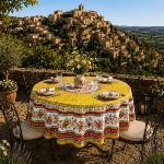 Round Provencal Tablecloth 71'' Yellow "Gordes"