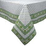 Ecru/Green Rectangle Tablecloth 63X79" "Esterel"