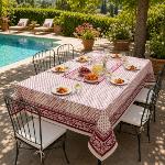 Rectangle Cotton Tablecloth Ecru/Red 59"X98,5" "Vaccarès
