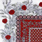 Red Square Cotton Tablecloth 63"X63" "Dentelle" pattern