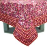 Square Cotton Tablecloth Cassis 63"X63" "Colombes" pattern