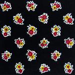 Black Napkin, Provencal design "Flowers", 100% pure cotton