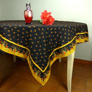 Provencal Rectangle Cotton Tablecloth black "Epis