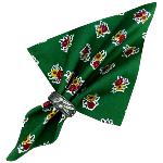 Green Napkin, Provencal design "Flowers", 100% pure cotton