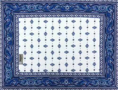White Quilted placemat 14"x18", "Calissons" design