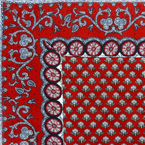 Red Quilted rectangle cotton placemat "Dentelle" pattern