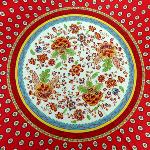 Round Provencal Tablecloth 71'' Red "Gordes"