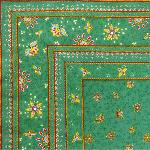 Square Provencal Cotton Tablecloth 63"X63" "Honeymoon" Green